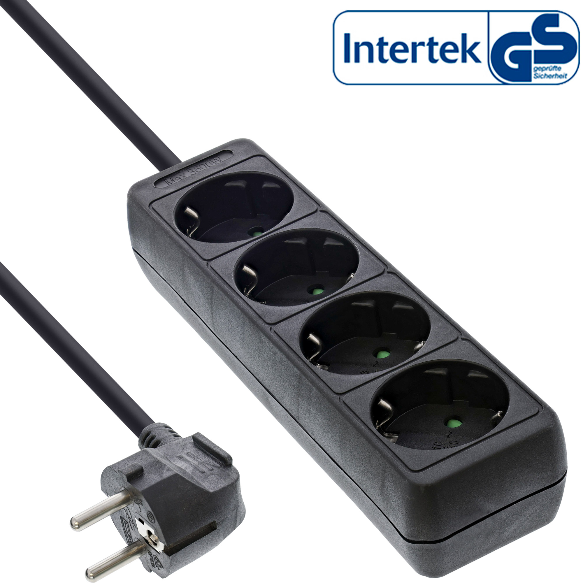 InLine® Steckdosenleiste, 4-fach Schutzkontakt 5m, schwarz InLine® Steckdosenleiste, 4-fach Schutzkontakt 5m, schwarz