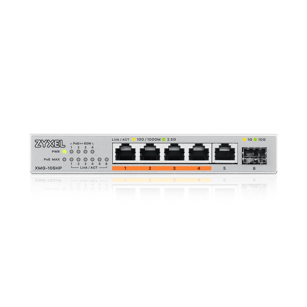 ZyXEL XMG-105 5 Port 10/2,5G MultiGig PoE++ Switch unmanaged ZyXEL XMG-105 5 Port 10/2,5G MultiGig PoE++ Switch unmanaged – Bild 3