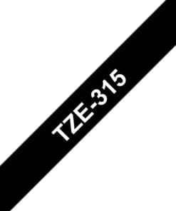 Schriftband TZe-315 (lam.) Weiß auf Schwarz BxL 6mm x 8m