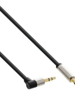 InLine® Slim Audio Kabel Klinke 3,5mm ST/ST, gewinkelt, Stereo, 3m, schwarz