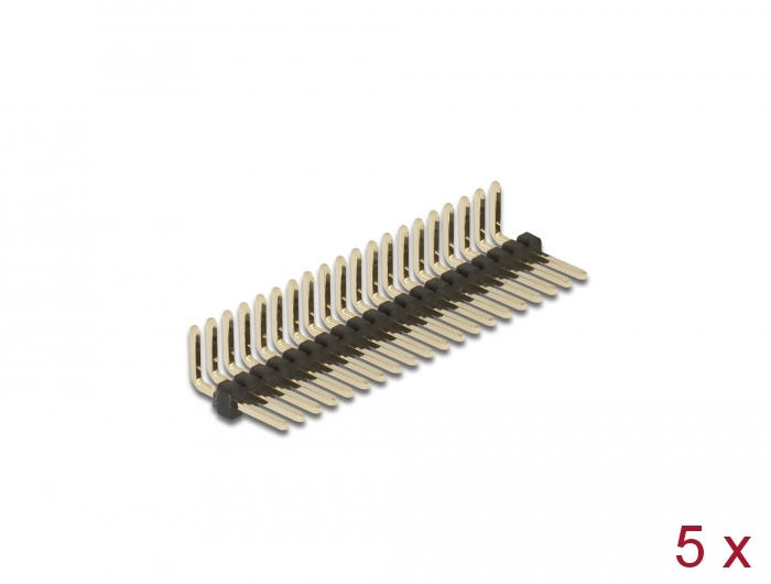 Delock Stiftleiste 20 Pin, Rastermaß 1,27 mm, 1-reihig, gewinkelt, 5 Stück Delock Stiftleiste 20 Pin, Rastermaß 1,27 mm, 1-reihig, gewinkelt, 5 Stück