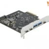 Delock PCI Express x4 Karte zu 3 x USB Type-C + 2 x USB Typ-A - SuperSpeed USB 10 Gbps