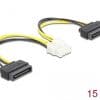 Delock Stromkabel 2 x SATA 15 Pin Stecker zu 8 Pin EPS Stecker 15 cm