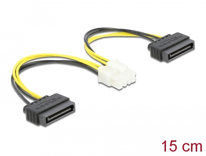 Delock Stromkabel 2 x SATA 15 Pin Stecker zu 8 Pin EPS Stecker 15 cm Delock Stromkabel 2 x SATA 15 Pin Stecker zu 8 Pin EPS Stecker 15 cm