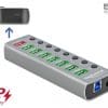 Delock USB 3.2 Gen 1 Hub mit 7 Ports + 1 Schnellladeport + 1 USB-C PD 3.0 Port
