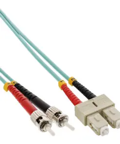 InLine® LWL Duplex Kabel, SC/ST, 50/125µm, OM3, 0,5m, türkis