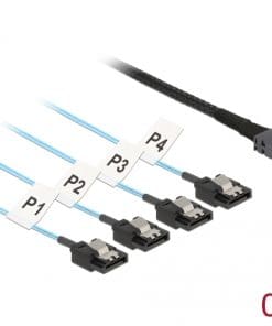 Delock Kabel OCuLink SFF-8611 > 4 x SATA 7 Pin 0,5 m Metall