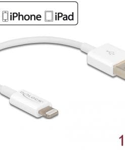 Delock USB Daten- und Ladekabel für iPhone, iPad, iPod weiß 15 cm