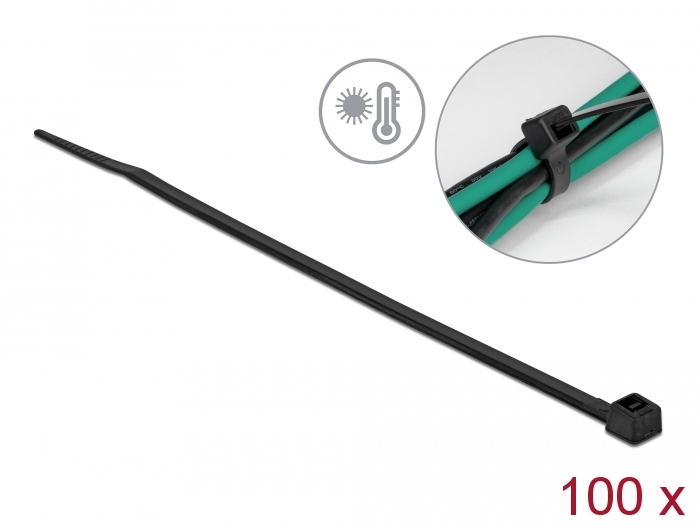 Delock Kabelbinder hitzebeständig L 200 x B 3,6 mm schwarz 100 Stück Delock Kabelbinder hitzebeständig L 200 x B 3,6 mm schwarz 100 Stück