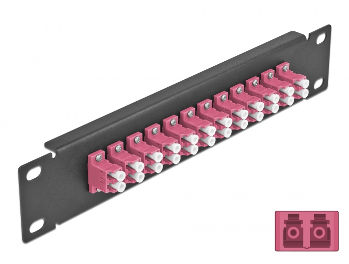 Delock 10" LWL Patchpanel 12 Port LC Duplex violett 1 HE schwarz Delock 10" LWL Patchpanel 12 Port LC Duplex violett 1 HE schwarz