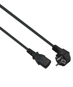 helos Netzanschlusskabel, Schutzkontaktstecker 90° auf C13, schwarz, 0,5m