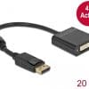Delock Adapter DisplayPort 1.2 Stecker zu DVI Buchse 4K Aktiv schwarz