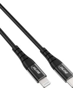 InLine® USB-C Lightning Kabel, für iPad, iPhone, iPod, schwarz/Alu, 2m MFi