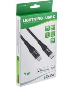 Alternative view of InLine® USB-C Lightning Kabel, für iPad, iPhone, iPod, schwarz/Alu, 2m MFi