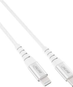 InLine® USB-C Lightning Kabel, für iPad, iPhone, iPod, silber/Alu, 2m MFi-zertifiziert