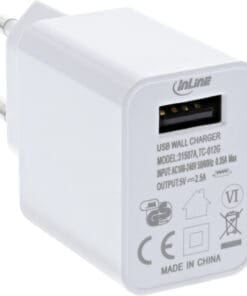 InLine® USB Ladegerät Single, Netzteil, Stromadapter, 100-240V zu 5V/2,5A, weiß
