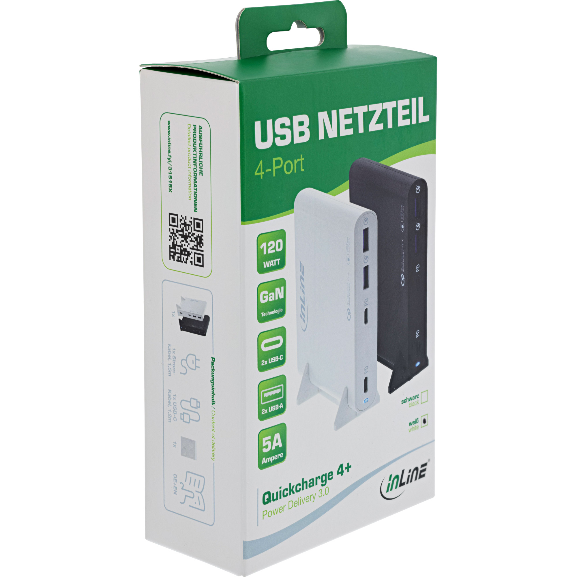 InLine® USB Netzteil, GaN Ladegerät, 4-Port, 2x USB-C + 2x USB-A, 120W, schwarz InLine® USB Netzteil, GaN Ladegerät, 4-Port, 2x USB-C + 2x USB-A, 120W, schwarz – Bild 3