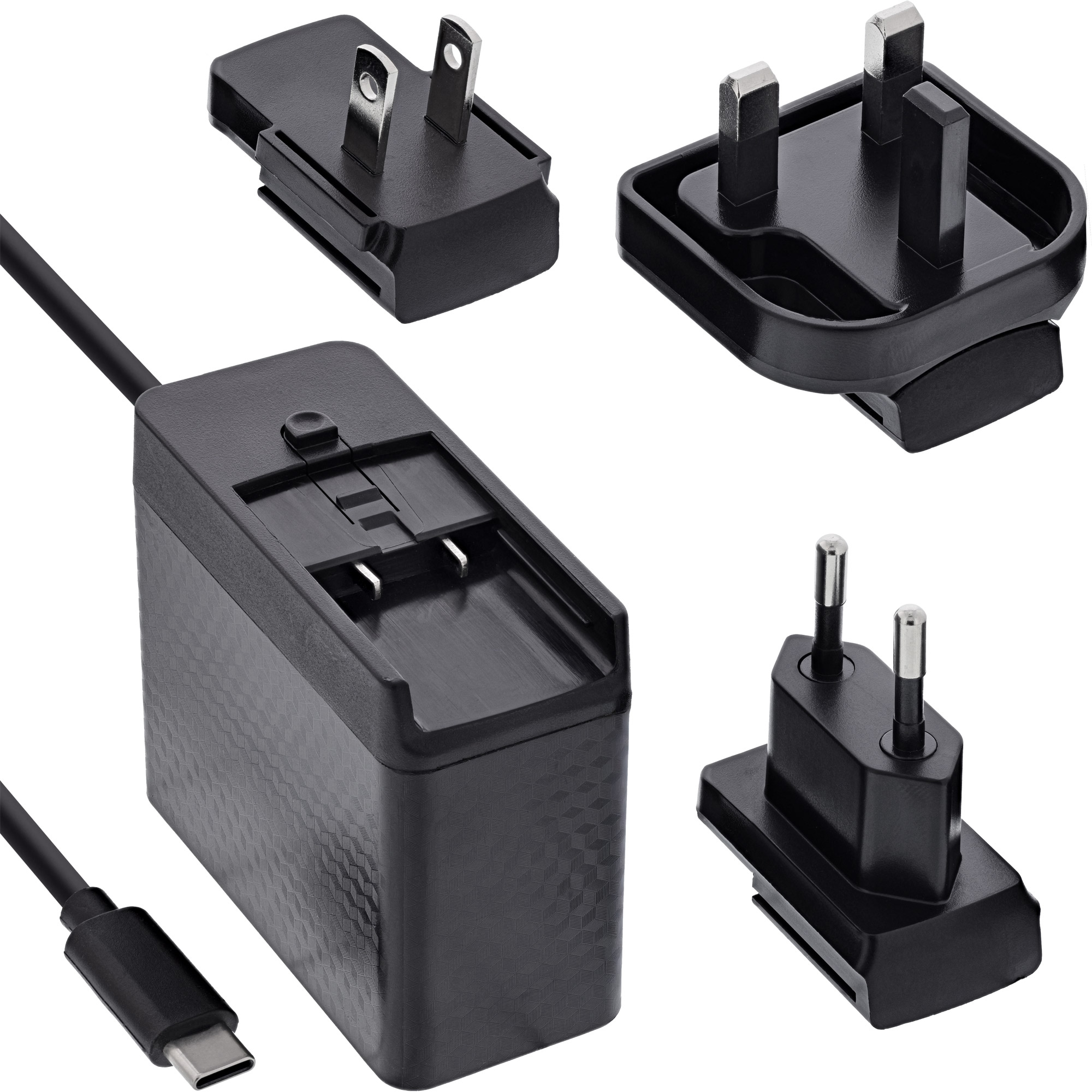 InLine® TravelCharge USB-C Netzteil 140W, GaN, festes Kabel, EU/UK/US, schwarz InLine® TravelCharge USB-C Netzteil 140W, GaN, festes Kabel, EU/UK/US, schwarz
