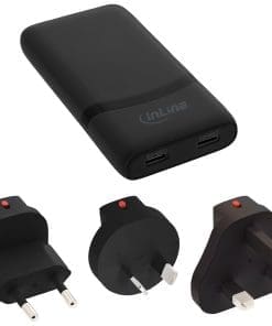 InLine® USB Netzteil Ladegerät, Dual USB-C, PD, PPS, 65W, flach, schwarz
