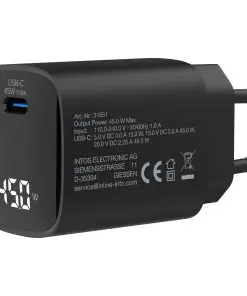 Alternative view of InLine® USB PD Netzteil, GaN Ladegerät, 1-Port, USB-C, 45W, mit Display