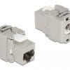 Delock Keystone Modul RJ45 Buchse zu LSA Cat.6A 180° werkzeugfrei Metall