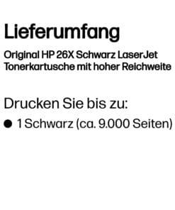 HP Original HP 26X Schwarz LaserJet Tonerkartusche HP Original HP 26X Schwarz LaserJet Tonerkartusche – Bild 3