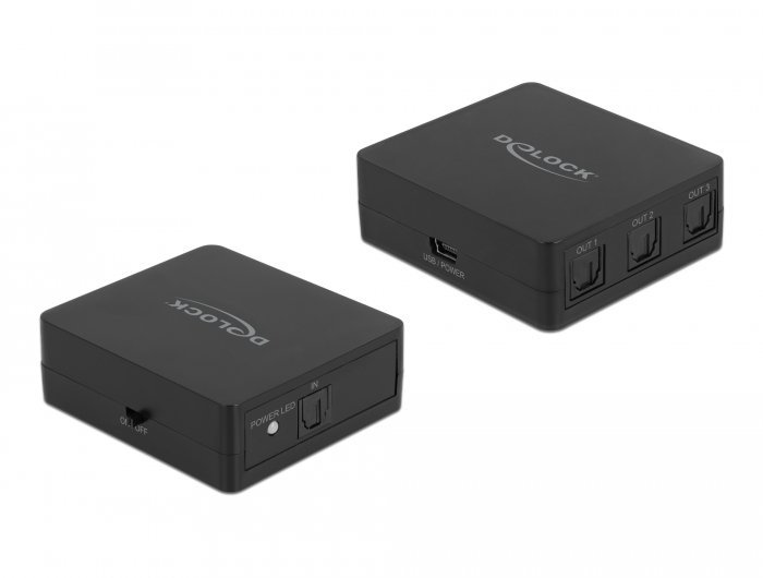 Delock S/PDIF TOSLINK Splitter 1 In 3 Out mit USB Stromversorgung Delock S/PDIF TOSLINK Splitter 1 In 3 Out mit USB Stromversorgung