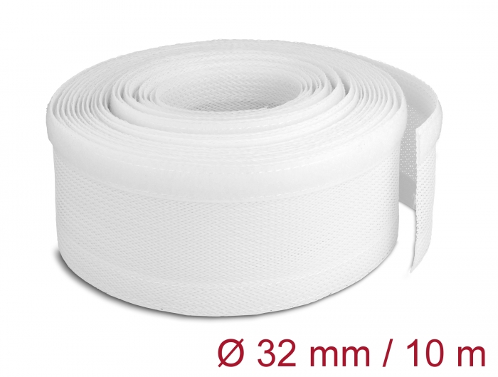 Delock Geflechtschlauch mit Klettverschluss 10 m x 32 mm weiß Delock Geflechtschlauch mit Klettverschluss 10 m x 32 mm weiß