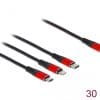 Delock USB Ladekabel 3 in 1 USB Type-C zu Lightning/Micro USB/USB Type-C 30 cm