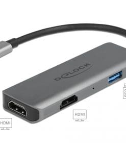 Delock USB Type-C zu Dual HDMI Adapter mit 4K 60 Hz und USB Port