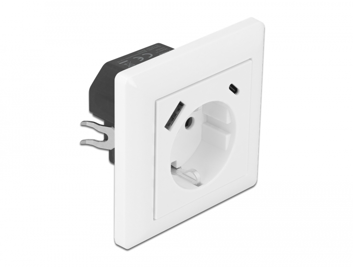 Delock Einbausteckdose mit 2 USB Ladeports 3,4 A, 1 x USB Typ-A Delock Einbausteckdose mit 2 USB Ladeports 3,4 A, 1 x USB Typ-A