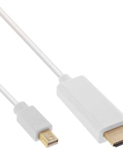 InLine® Mini DisplayPort zu HDMI Konverter Kabel, weiß, 1,5m, 4K2K, mit Audio, weiß