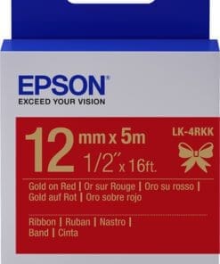 Epson Gift Tape - Satinband Rot / Schrift Gold 12mm