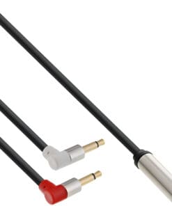 ® Slim Audio Kopfhörer Flugzeug-Adapterkabel, 2x 3,5mm Klinke ST an 3,5mm Klinke BU 3pol., 0,15m