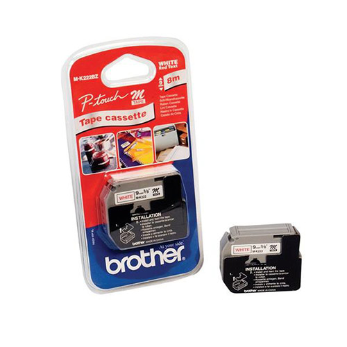 Brother Schriftband M-K222 (nicht lam.) Rot auf Weiß 9mm x 8m Brother Schriftband M-K222 (nicht lam.) Rot auf Weiß 9mm x 8m