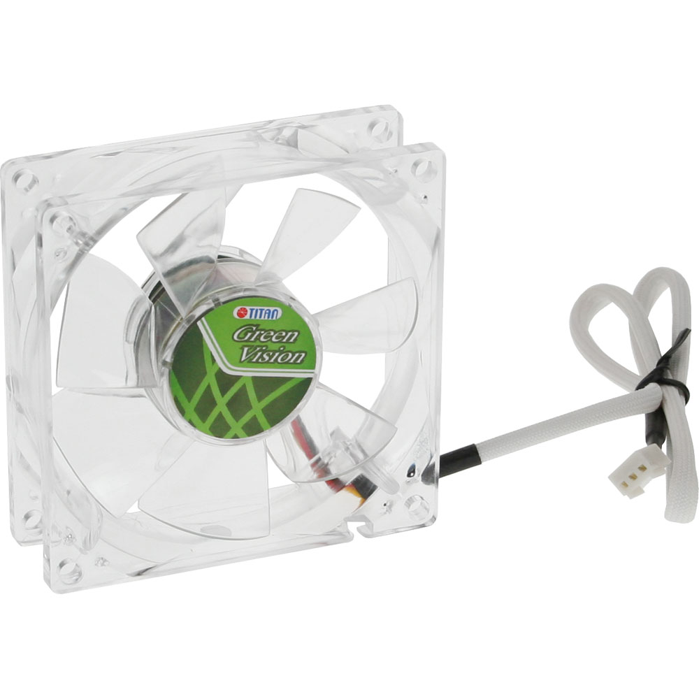 Titan TFD-8025GT12Z(RB) Lüfter 80x80x25mm Green Vision, transparent Titan TFD-8025GT12Z(RB) Lüfter 80x80x25mm Green Vision, transparent