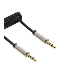 InLine® Slim Audio Spiralkabel Klinke 3,5mm ST/ST, 4-polig, Stereo, 2m, schwarz