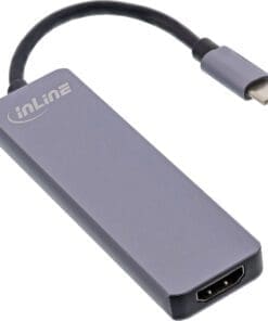 Alternative view of InLine® Multifunktions-Hub USB 3.2 Gen.1, 2x USB-A 5Gb/s + HDMI 4K/30Hz + Cardreader, Aluminium, grau