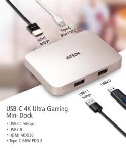 Aten UH3235 USB-C 4K Ultra Mini Dock - PD60W – Bild 3