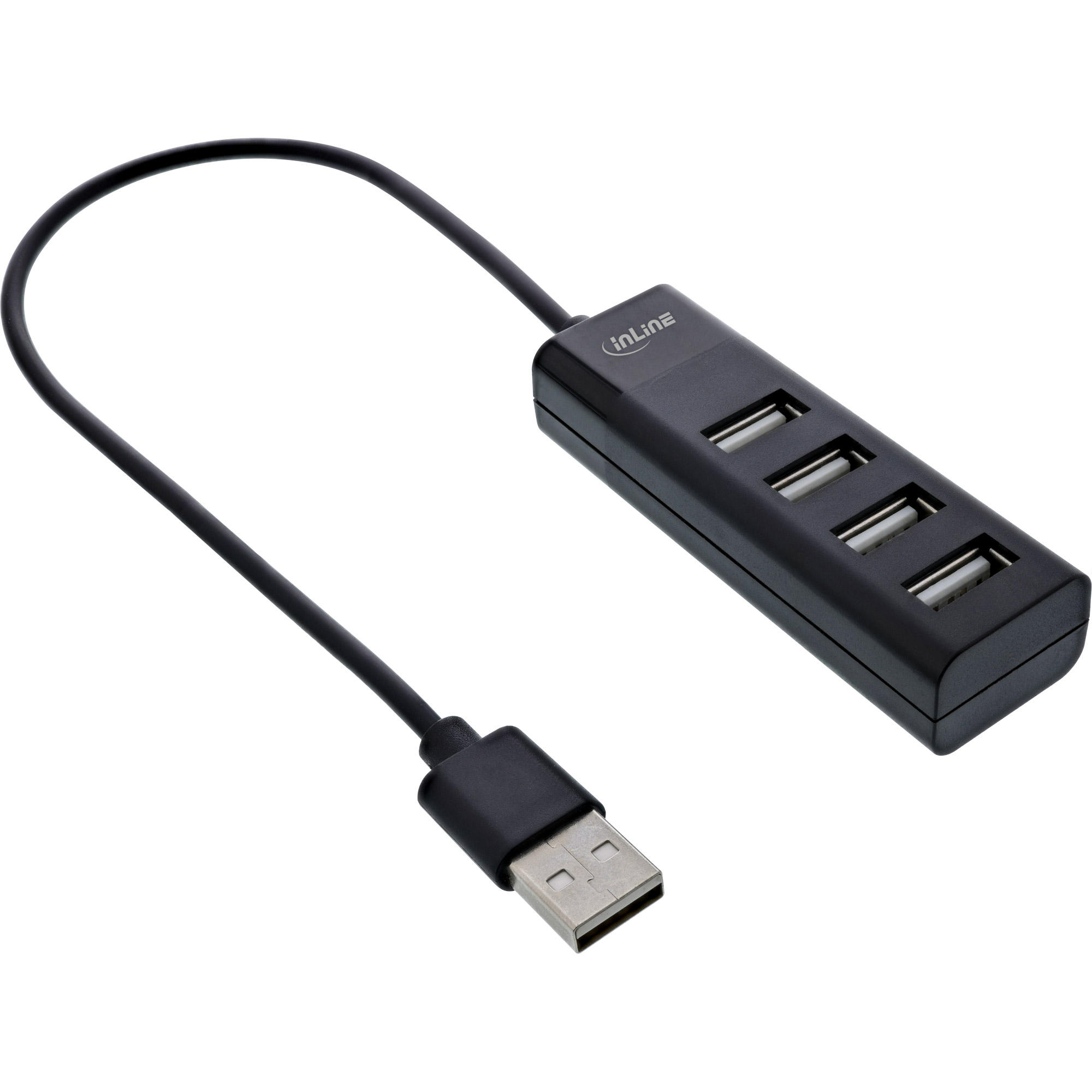 InLine® USB 2.0 Hub, 4 Port, schwarz, Kabel 30cm, schmale Bauform InLine® USB 2.0 Hub, 4 Port, schwarz, Kabel 30cm, schmale Bauform