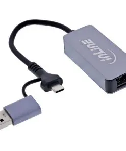 InLine® USB 3.2 zu 5 Gb/s Netzwerk-Adapter, USB-C+USB-A Adapter zu RJ45