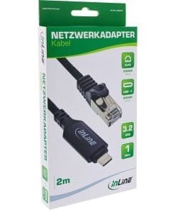Alternative view of InLine® USB 3.2 Netzwerkadapter Kabel, Gigabit, USB-C zu RJ45 Stecker, 2m