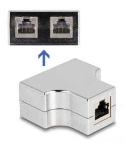 Delock RJ45 Splitter / T-Adapter 1 x RJ45 Buchse zu 2 x RJ45 Buchse Cat.5e STP