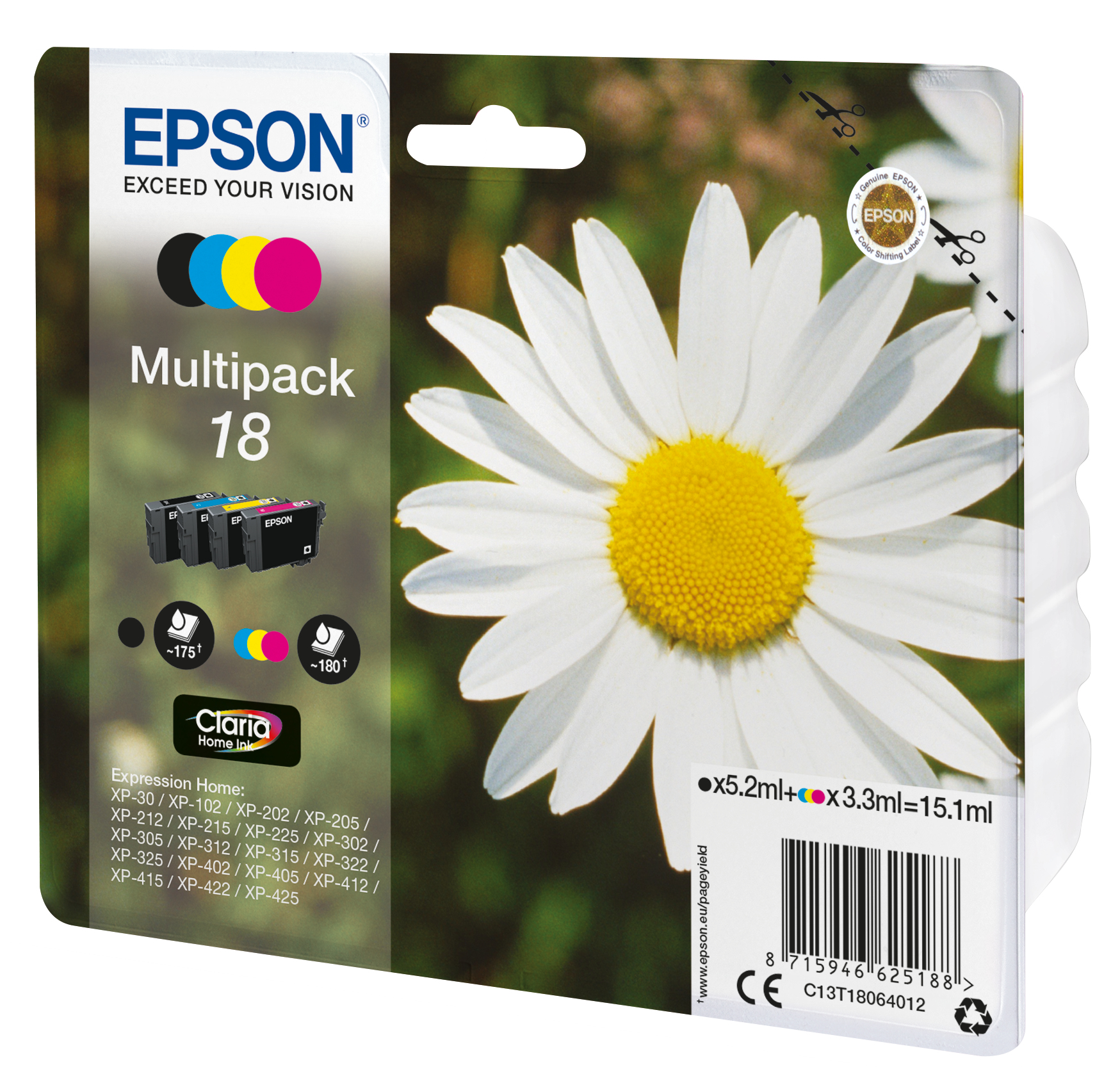 Epson Tintenpatronen Multipack 18 T1806 (4 Farben) Epson Tintenpatronen Multipack 18 T1806 (4 Farben) – Bild 2