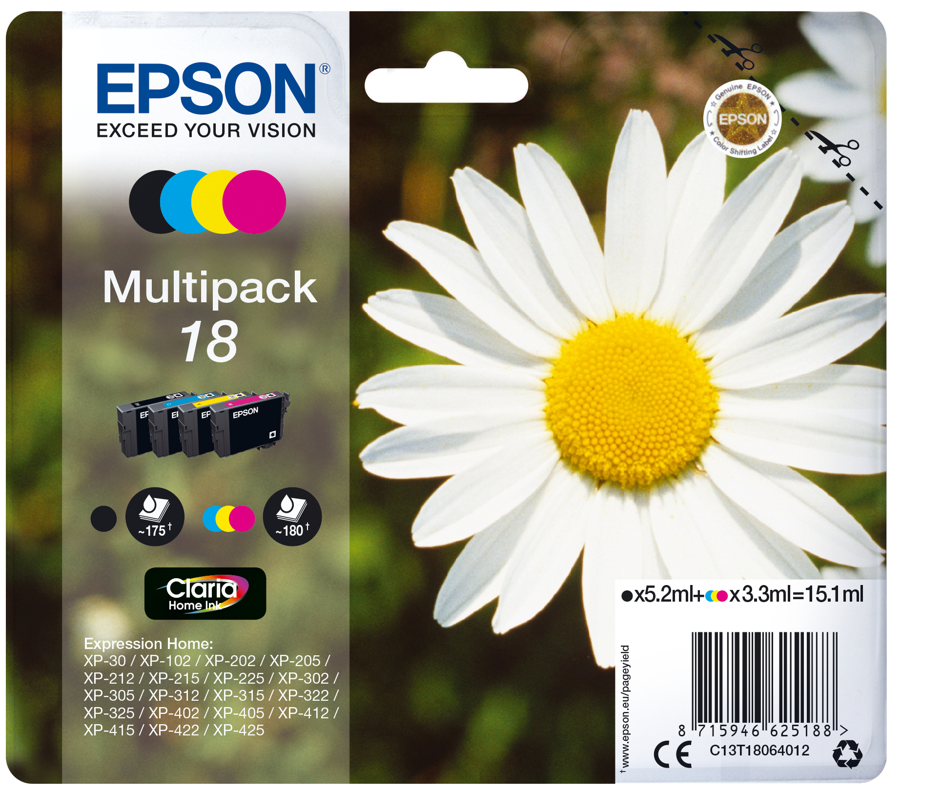 Epson Tintenpatronen Multipack 18 T1806 (4 Farben) Epson Tintenpatronen Multipack 18 T1806 (4 Farben)