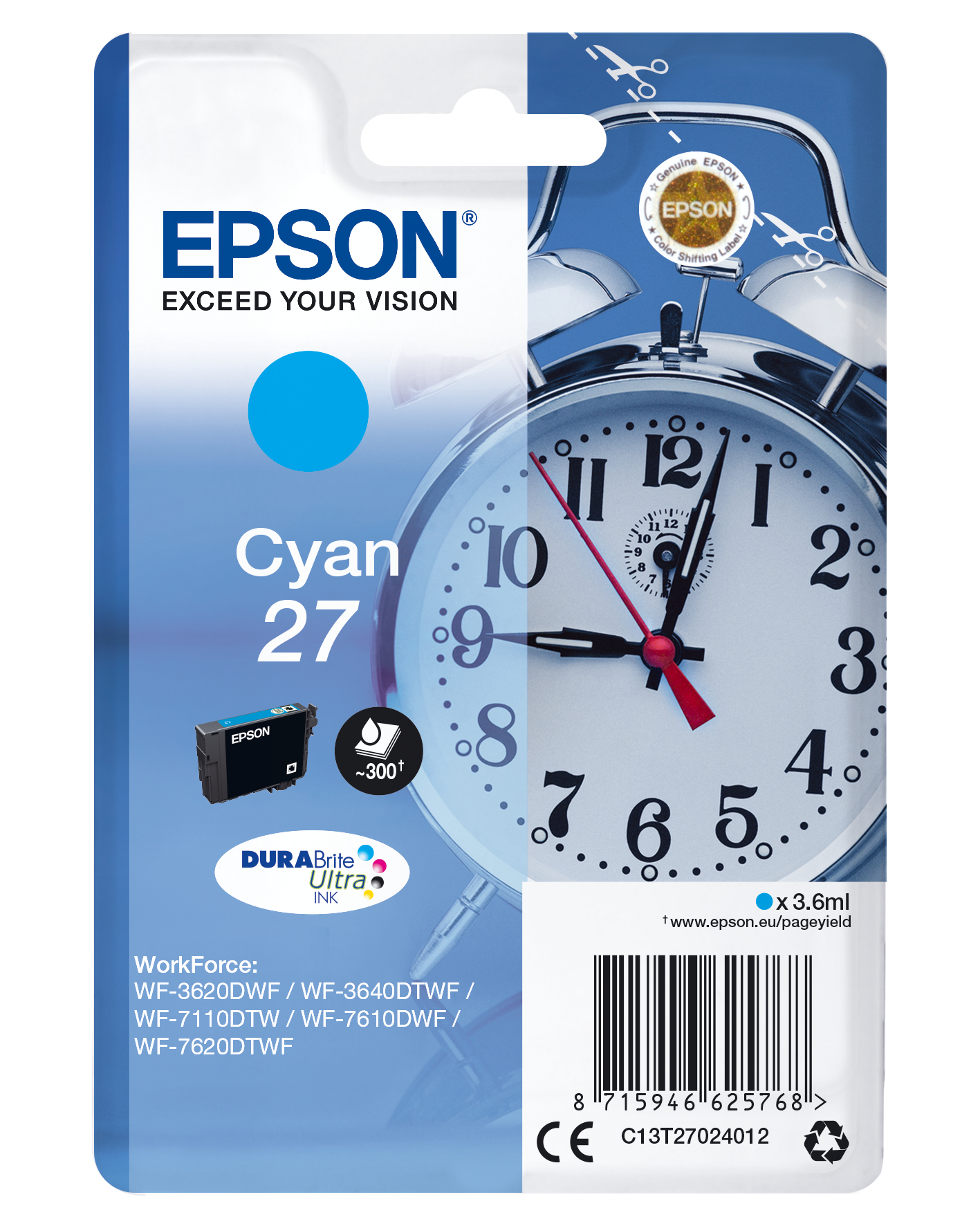 Epson Tintenpatrone 27 Cyan (3,6ml) Epson Tintenpatrone 27 Cyan (3,6ml)