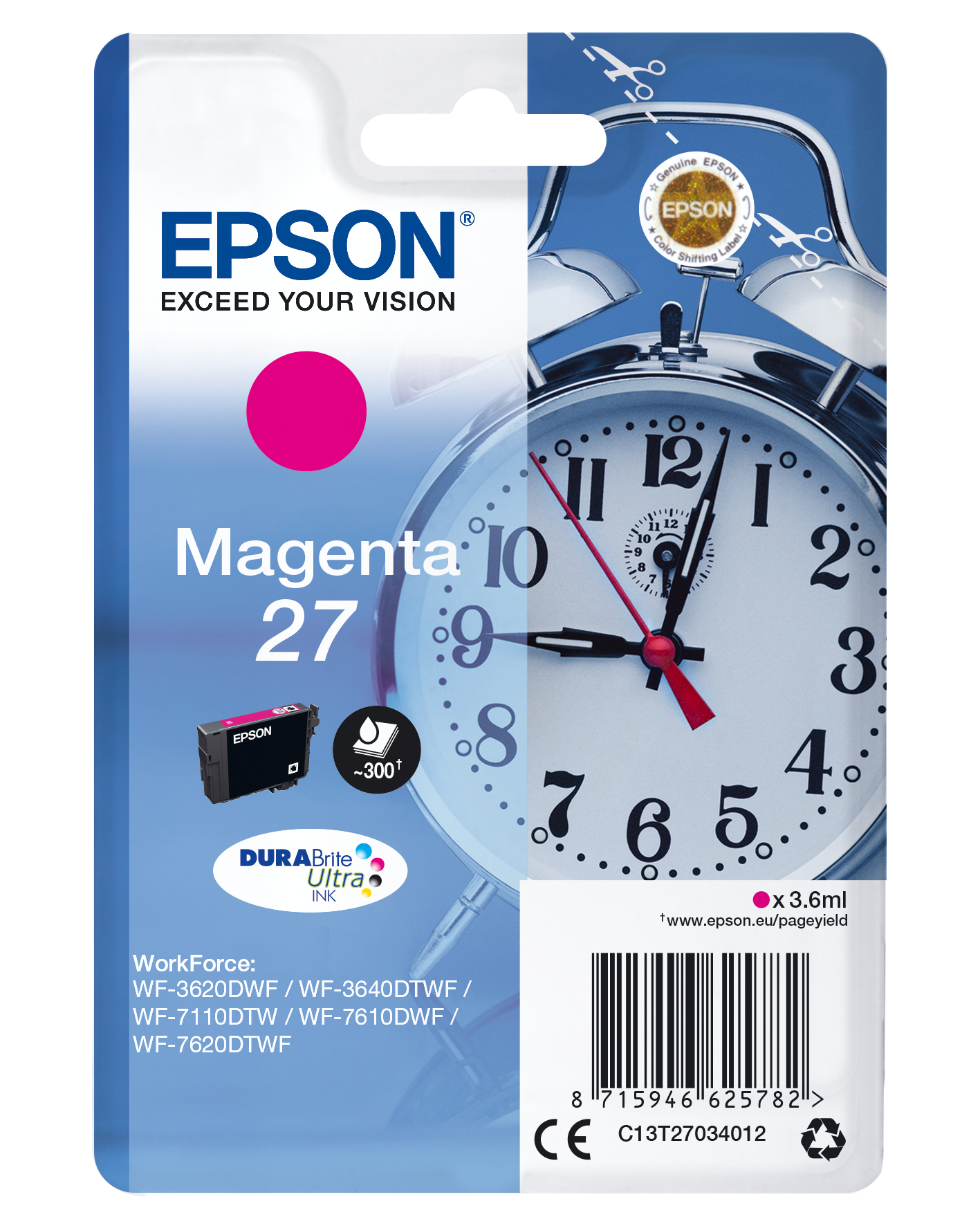 Epson Tintenpatrone 27 Magenta (ca. 3,6ml) Epson Tintenpatrone 27 Magenta (ca. 3,6ml)