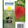 Epson Tintenpatrone 29 Gelb (3,2ml) Niedrigere Druckkosten dank XL-Tintenpatronen<br>Epson DURABrite Ultra Ink-Tintenpatronen gibt es wahlweise in den Größen Standard und XL. Die Ergiebigkeit pro Seite ist auf jedem Paket deutlich angegeben.<br><br> Größen Standard und XL. Die Größe XL ist ideal für das Drucken großer Mengen und kann Ihre geschäftlichen Druckkosten um bis zu 25 %1 senken. Mit der ergiebigen XXL-Patrone in Schwarz lassen sich bis zu 2.200 Seiten2 drucken.Die neuesten Tintenpatronen von Epson gibt es wahlweise in den<br><br>Geld sparen mit separaten Einzelpatronen<br>Dank der Einzelpatronen von Epson brauchen Sie nur die verbrauchte Farbe zu ersetzen.<br><br>Tinten von Epson sind für Epson Drucker optimiert<br>Tinten und Papiere von Epson werden speziell zur Verwendung mit Druckern von Epson entwickelt und liefern stets optimale Ergebnisse.