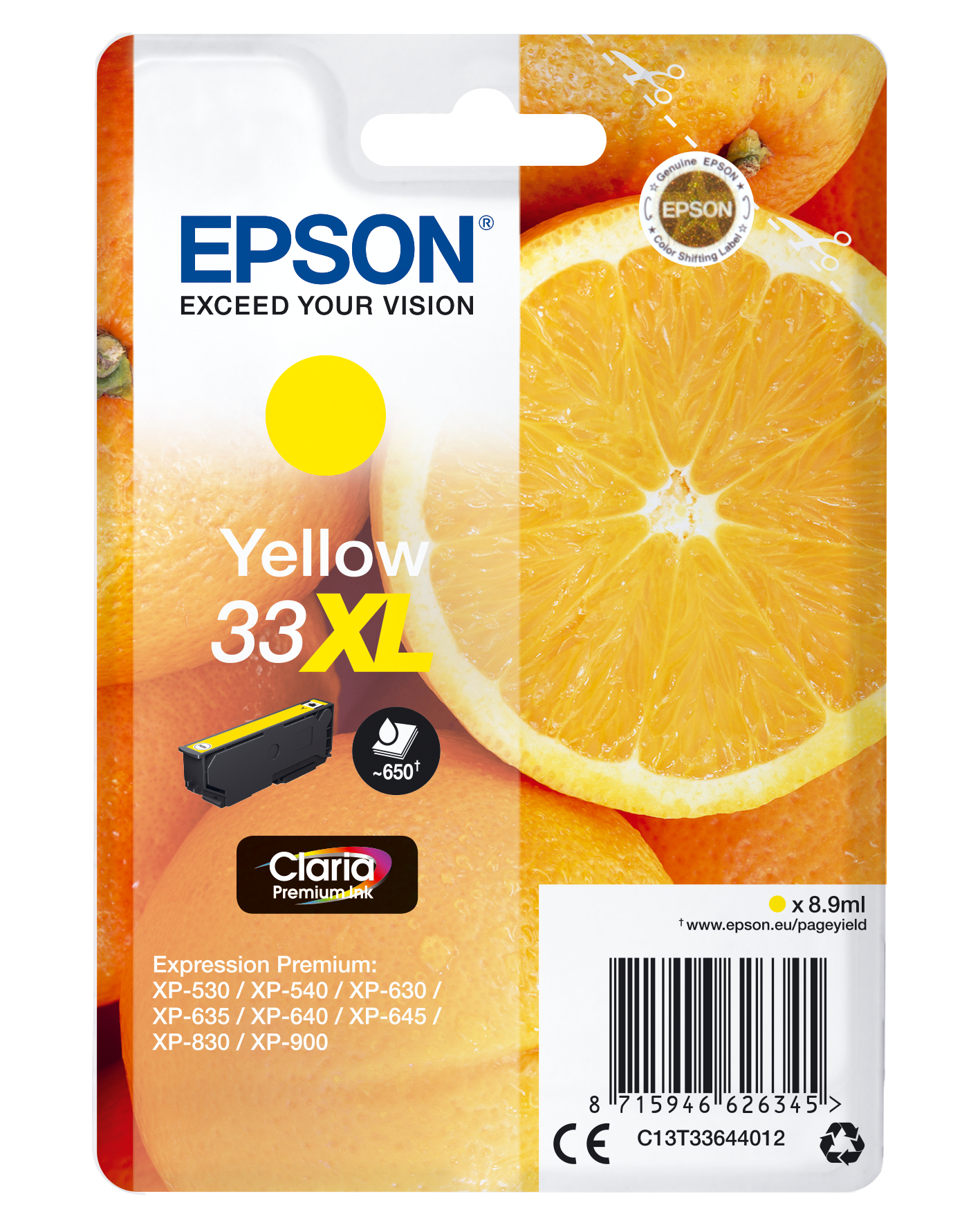Epson Tintenpatrone 33XL Gelb (8,9ml) Epson Tintenpatrone 33XL Gelb (8,9ml)
