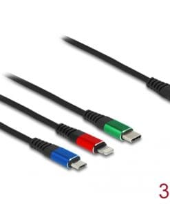 Delock USB Ladekabel 3 in 1 USB Type-C zu Lightning / Micro USB / USB Type-C